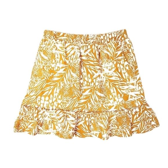 Christian Siriano Dresses & Skirts - Christian Siriano 100% linen floral mustard / Amber mini skirt size small